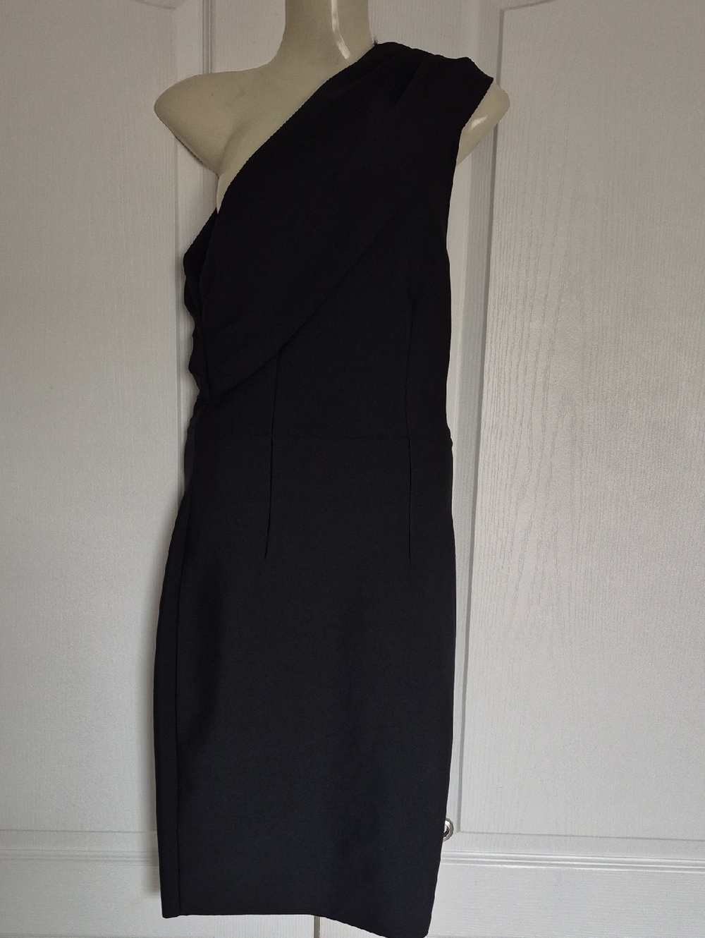 Asymmetric One-Shoulder Black Bodycon  Sheath Dress